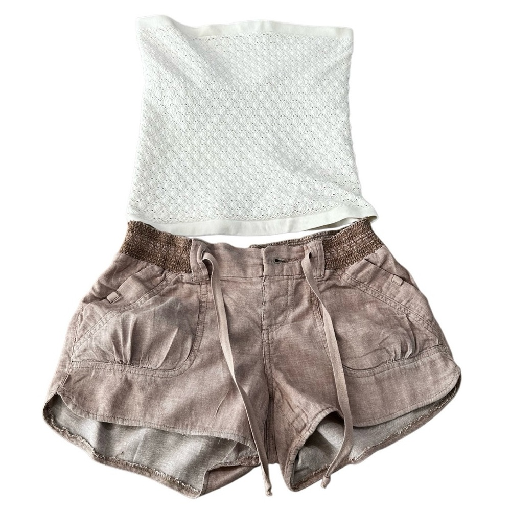 Free People Strapless Textured Tube Top Jolt Cargo Shorts Casual Summer Outfit